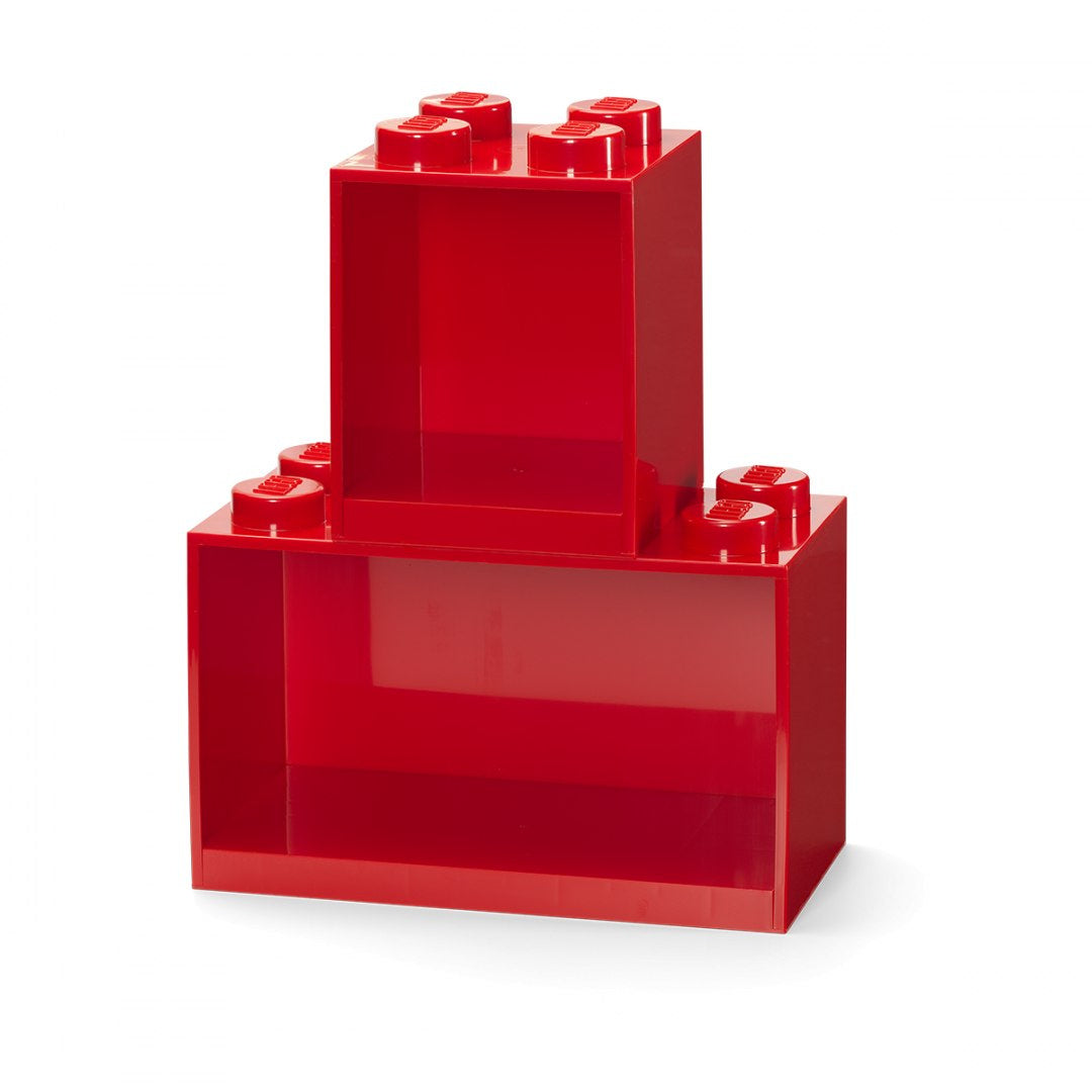 Czerwone półki LEGO czerwone w kształcie klocków do przechowywania z tworzywa sztucznego