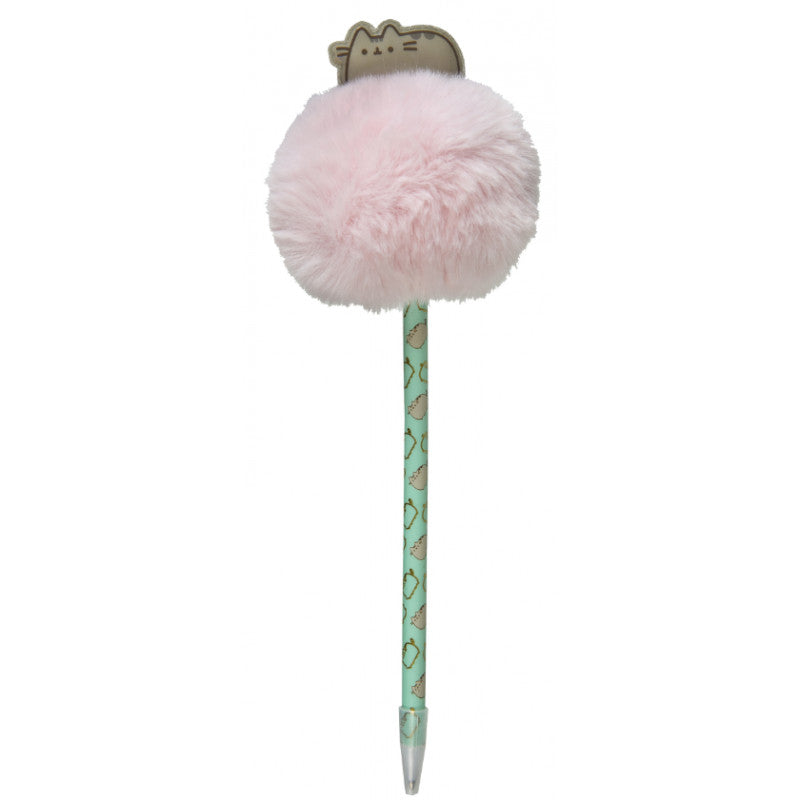 Pusheen-Stift mit Pompon in rosa und Katzenmuster auf dem Gehäuse