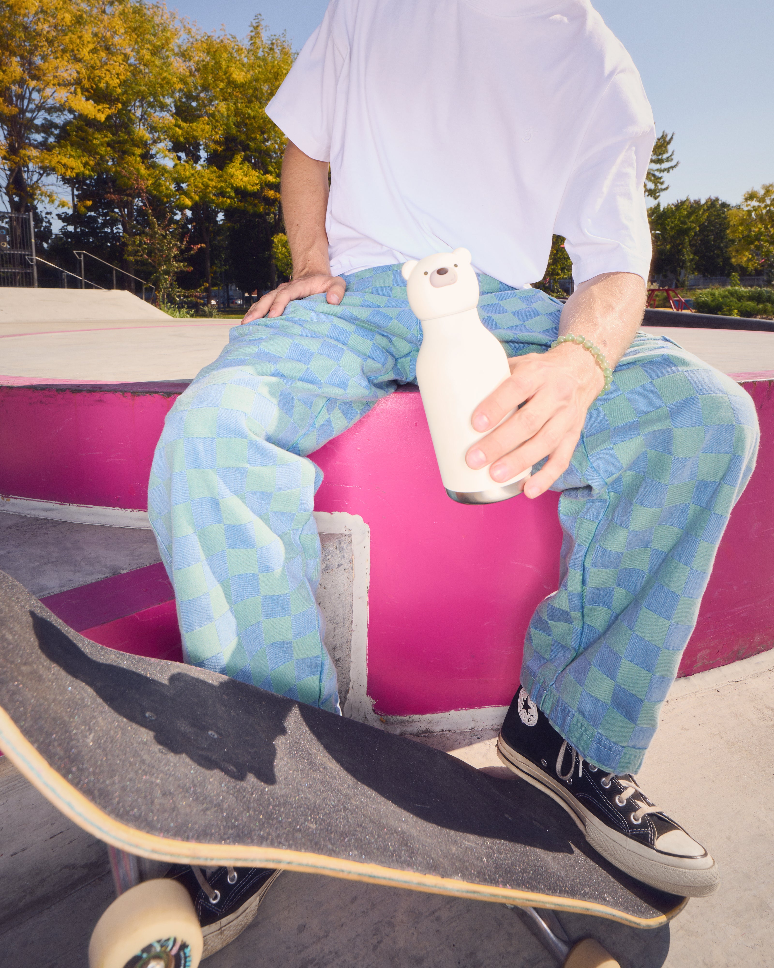 Butelka termiczna ze słomką Bestie Asobu – Niedźwiedź Polarny 460 ml