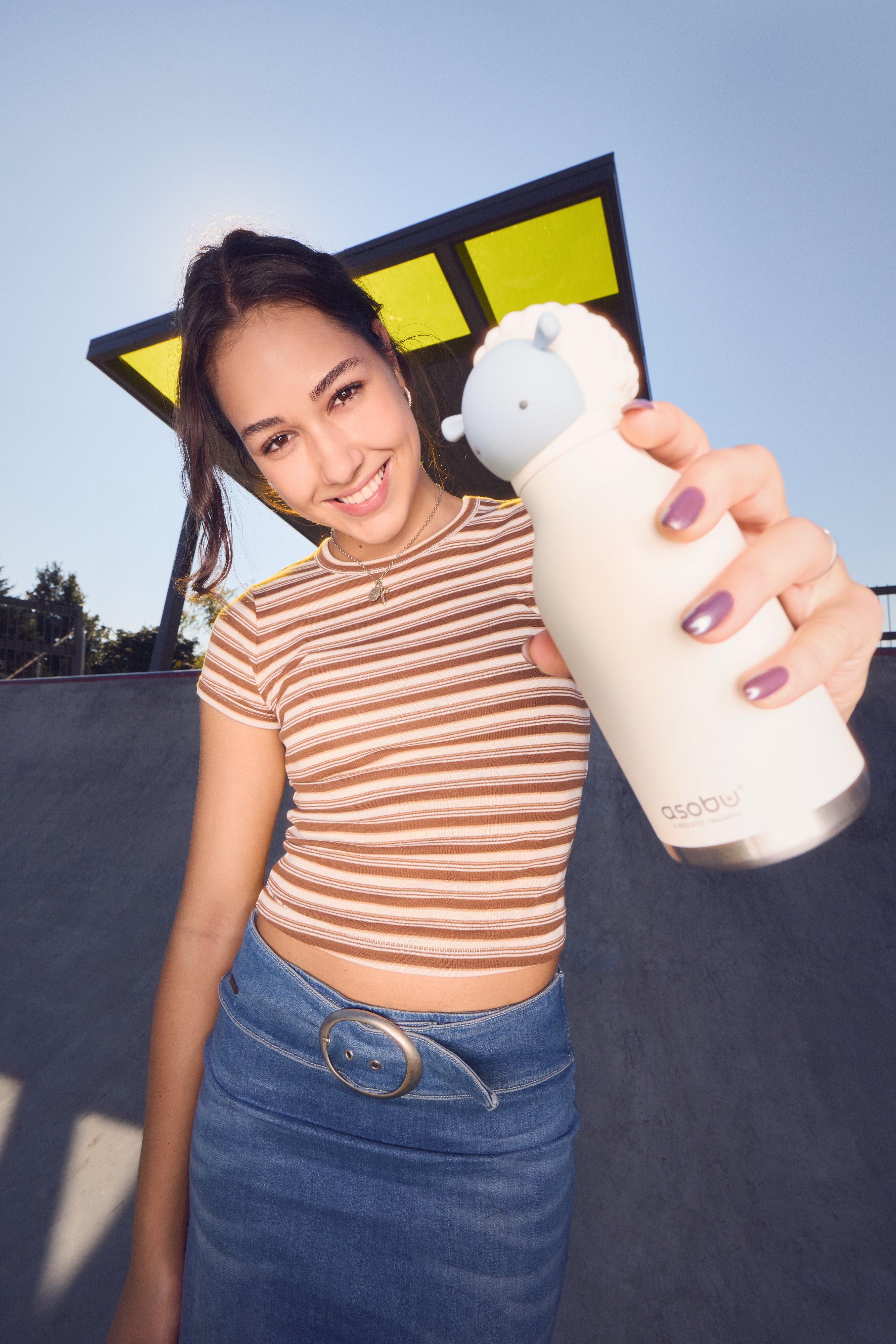 Butelka termiczna ze słomką Bestie Asobu – Owca 460 ml