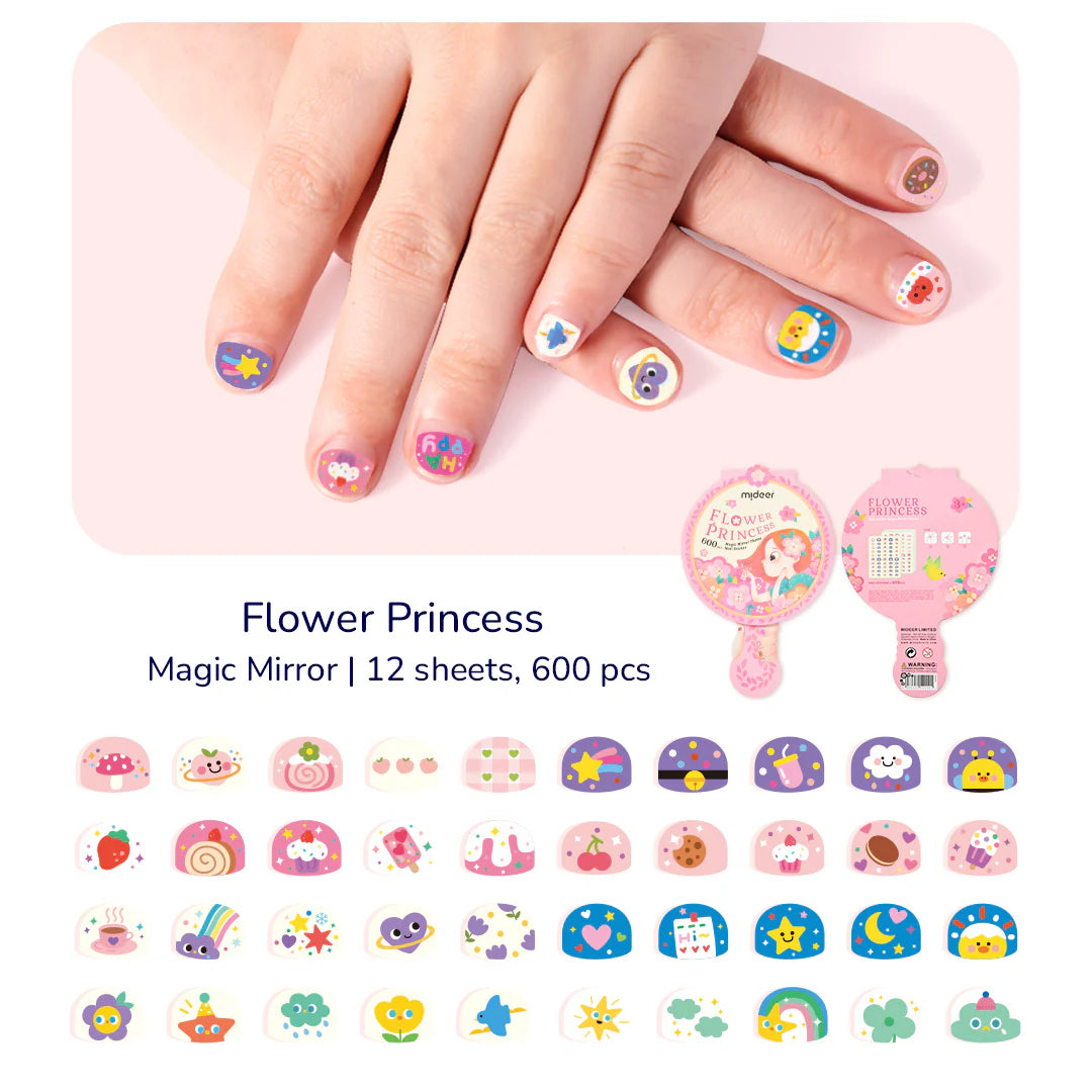 Pegatinas para uñas con espejo mideer – Princesa Floral.