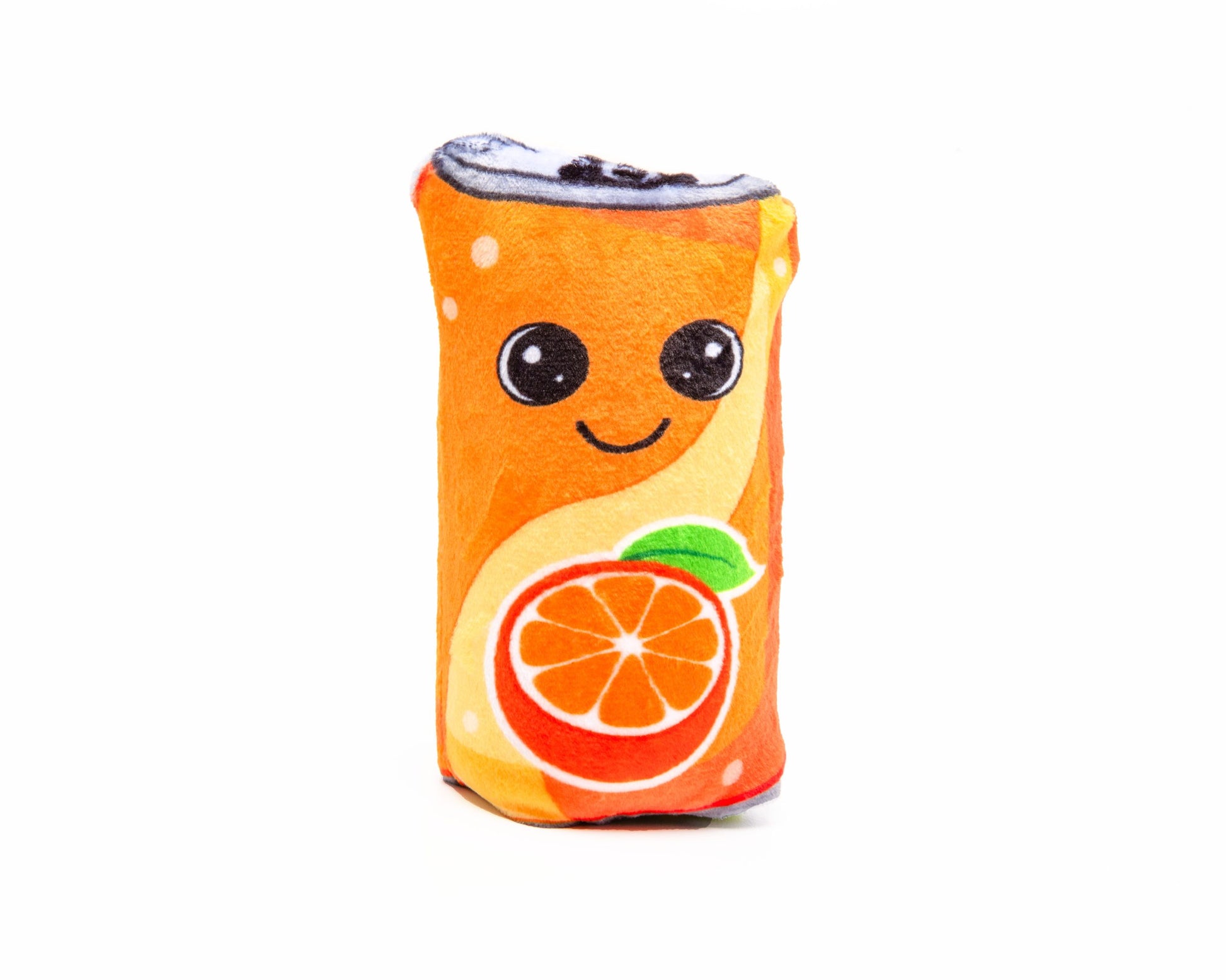 Pluszowa zabawka cola w kształcie puszki napoju pomarańczowego z uśmiechniętą buźką