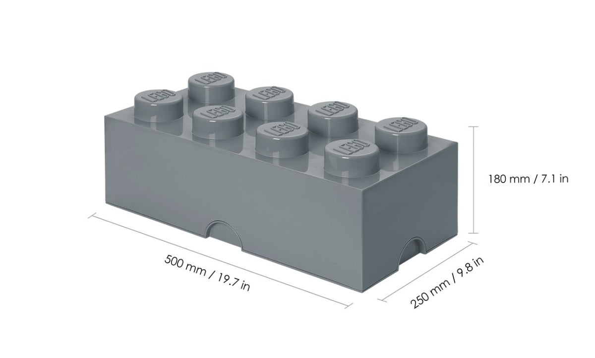 Pojemnik LEGO Brick 8 ciemnoszary o wymiarach 500x250x180 mm do przechowywania klocków