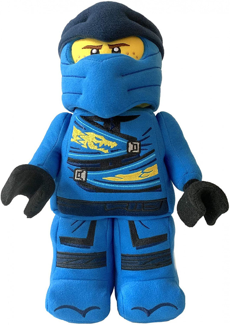 Pluszak LEGO Ninjago Jay w niebieskim stroju ninja z nadrukiem smoka i kapturze
