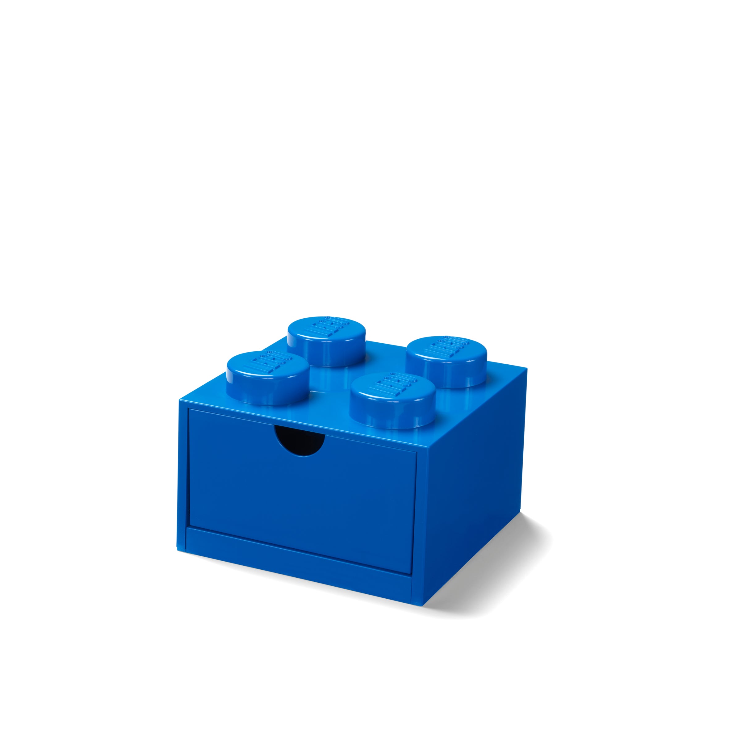 Niebieska szufladka LEGO na biurko w kształcie klocka z jedną szufladą do przechowywania