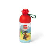 Przezroczysta butelka LEGO 500 ml z czerwonym korkiem i motywem muzyka w sombrero