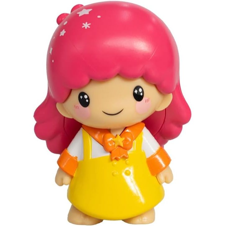 Colorful Hello Kitty kawaii figure with pink hair and a yellow dress from LOQI