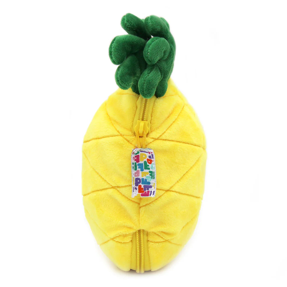 Pluszak kurczaczek ananas w kształcie żółtego ananasa z zielonymi liśćmi i suwakiem