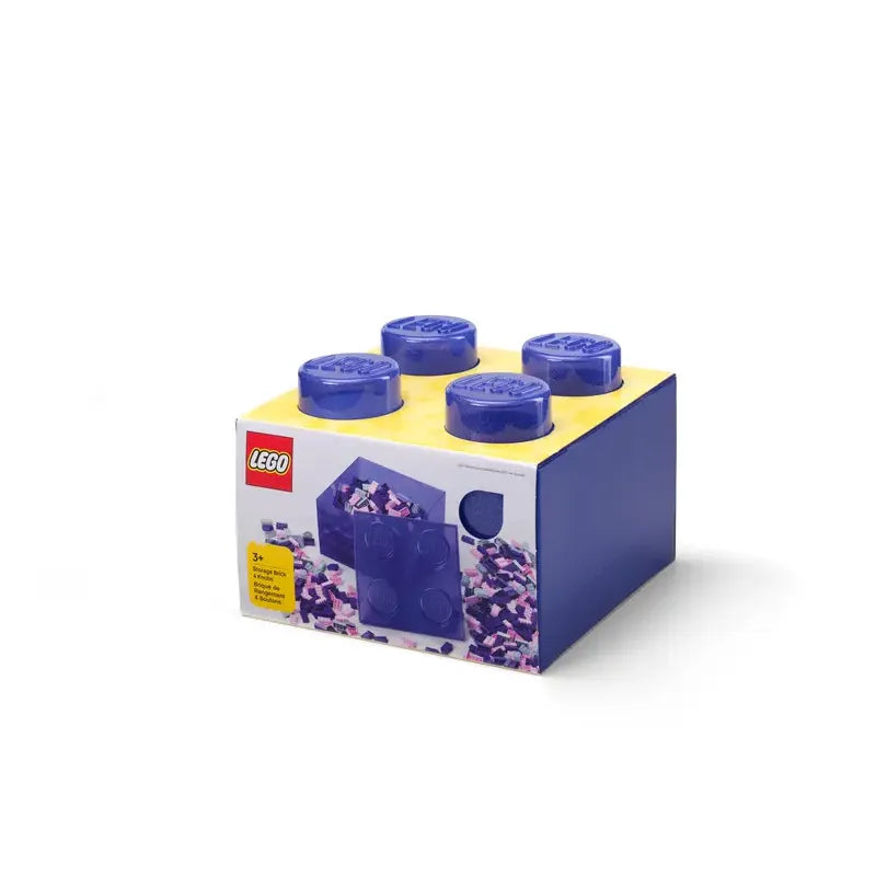 Fioletowy pojemnik LEGO Brick 4 do przechowywania klocków LEGO w kształcie cegiełki