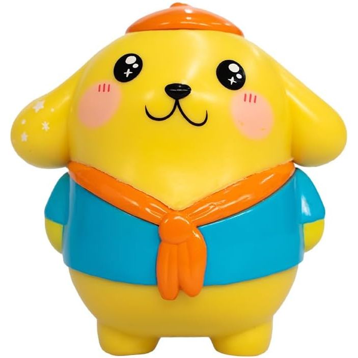 Figurka Hello Kitty Kawaii Style żółty piesek w niebieskim ubranku i pomarańczowym szaliku