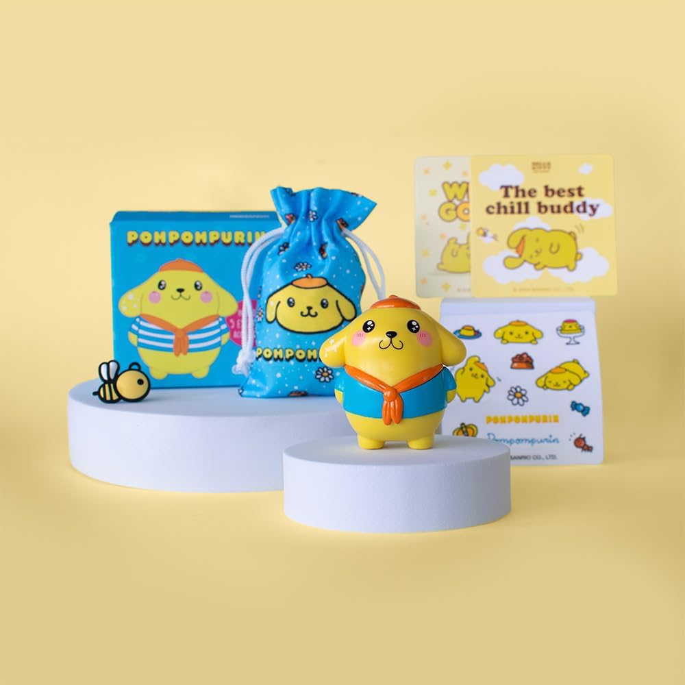 Figurka Hello Kitty Kawaii Style z zestawem akcesoriów i opakowaniem na żółtym tle