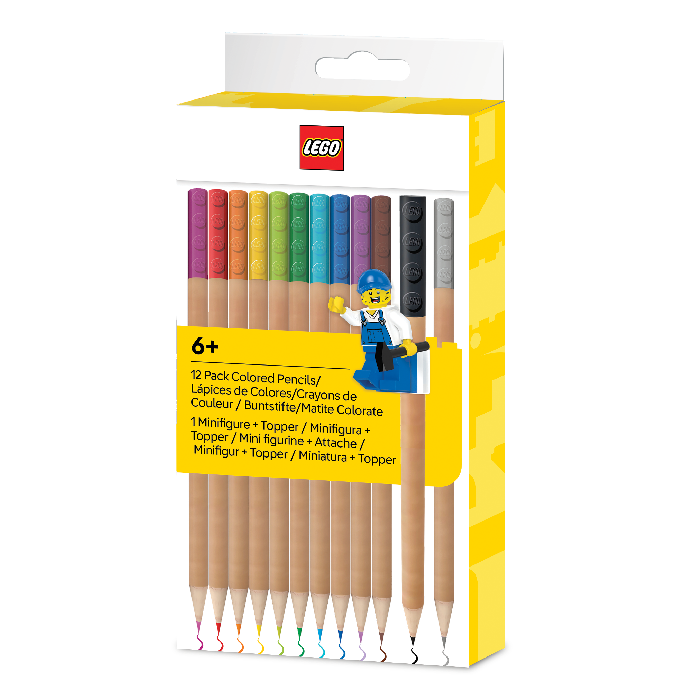 Kredki LEGO® z temperówką klockiem mocującym – 12 kolorów