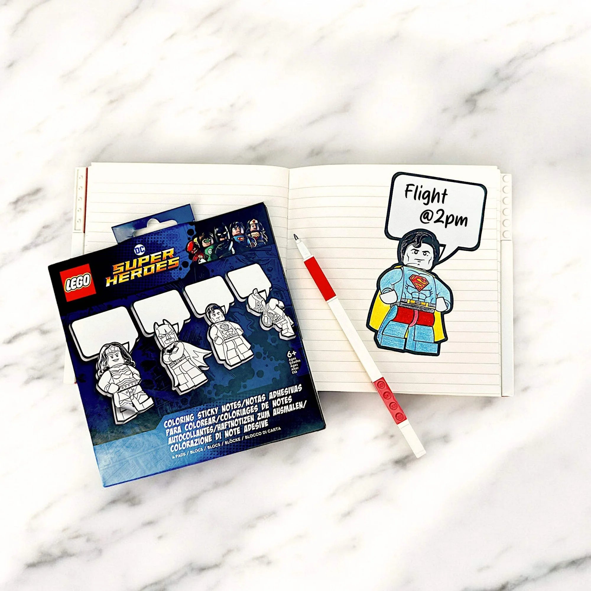 Samoprzylepne karteczki LEGO Batman z motywami Super Heroes do notatek i planowania