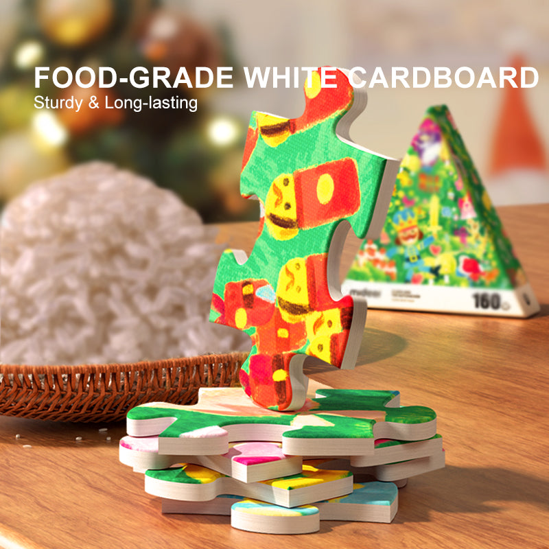 Świąteczne puzzle dla dzieci od Mideer wykonane z trwałej, białej tektury spożywczej