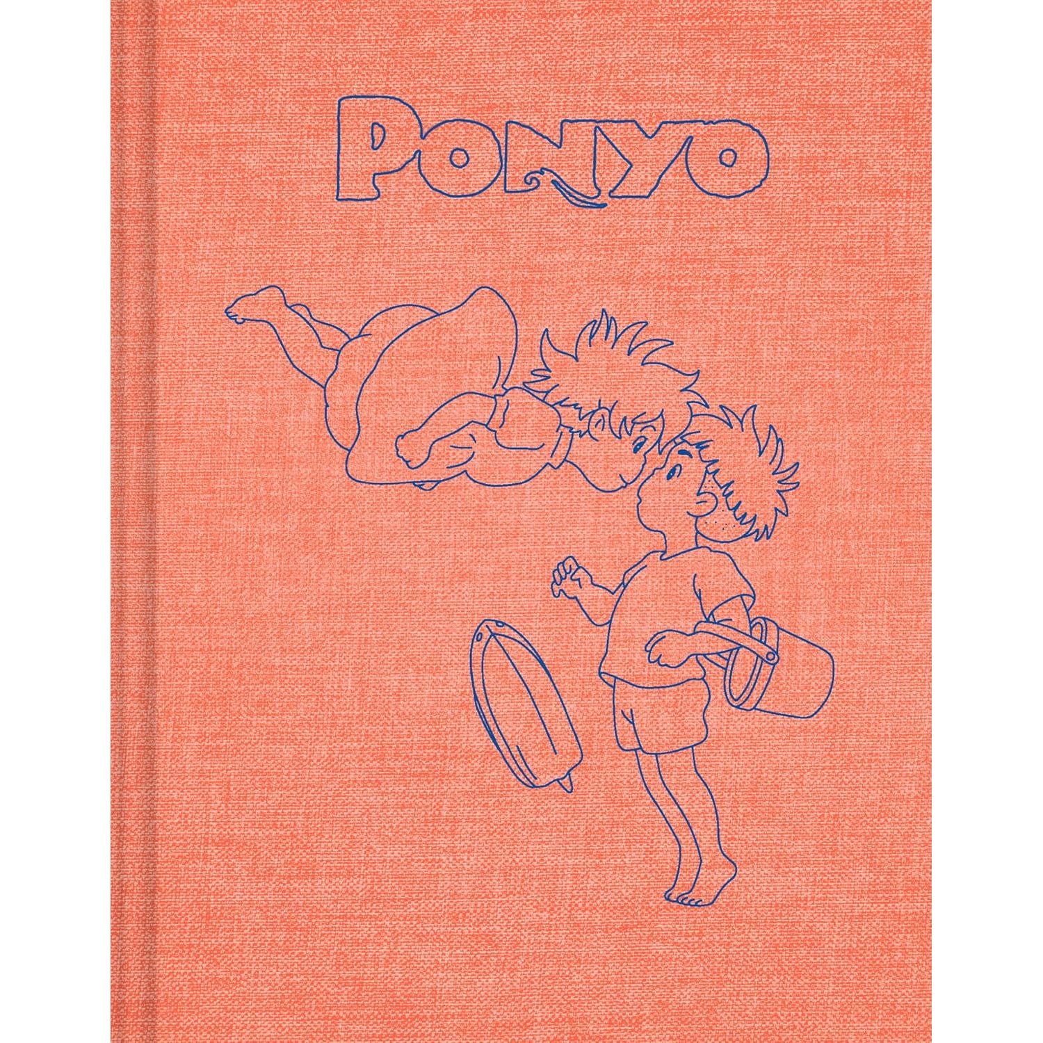 Szkicownik Studio Ghibli Ponyo z pomarańczową tkaną okładką i niebieskim nadrukiem postaci z filmu