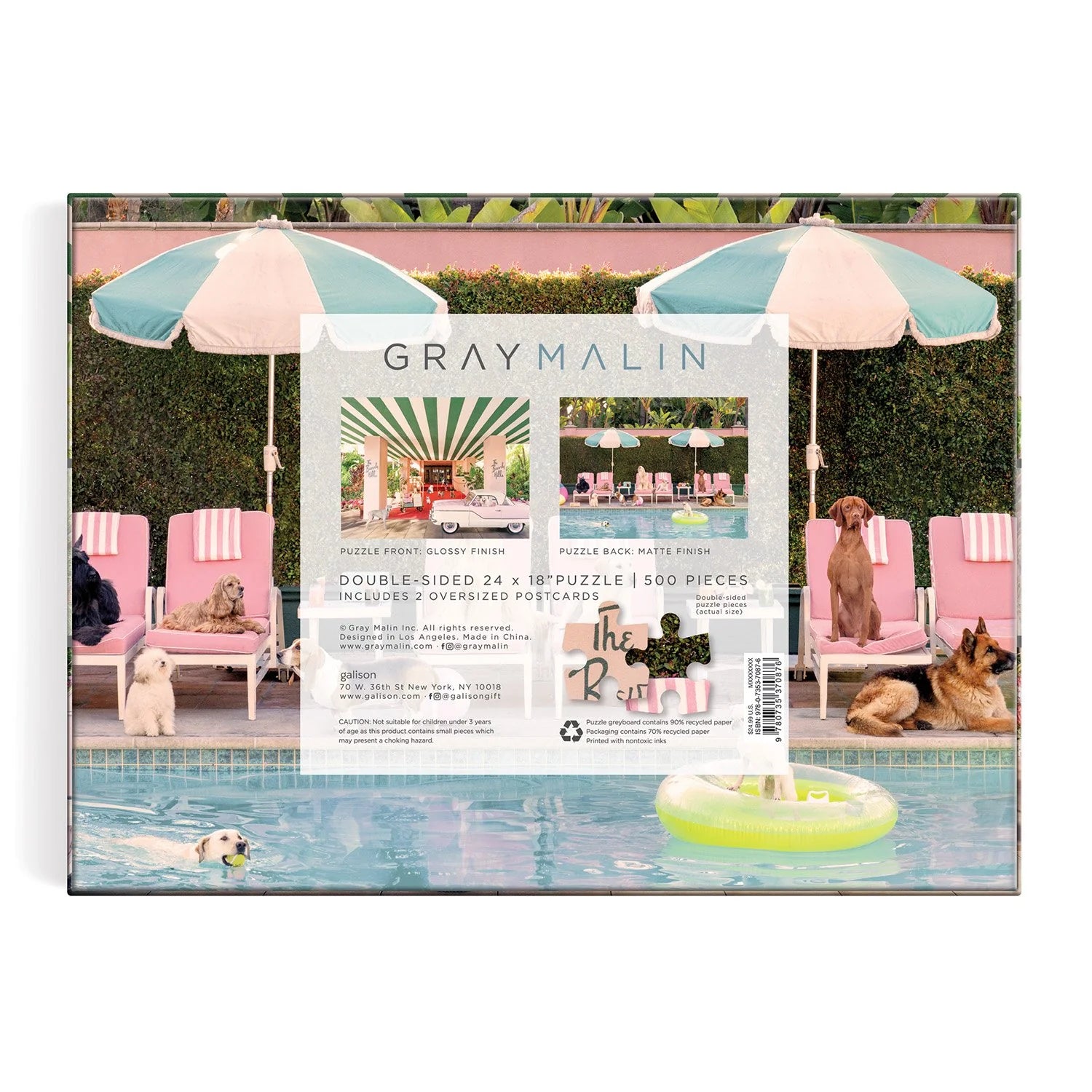 Puzzle dwustronne Galison Gray Malin – The Dogs at the Beverly Hills Hotel (500 el.)