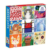 Puzzle koty 500 elementów Mudpuppy z kolorowymi ilustracjami artystycznych kotów