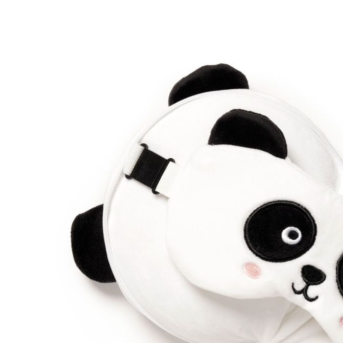 Pluszowa poduszka podróżna panda w biało-czarne kolory z miękkiego materiału od Puckator