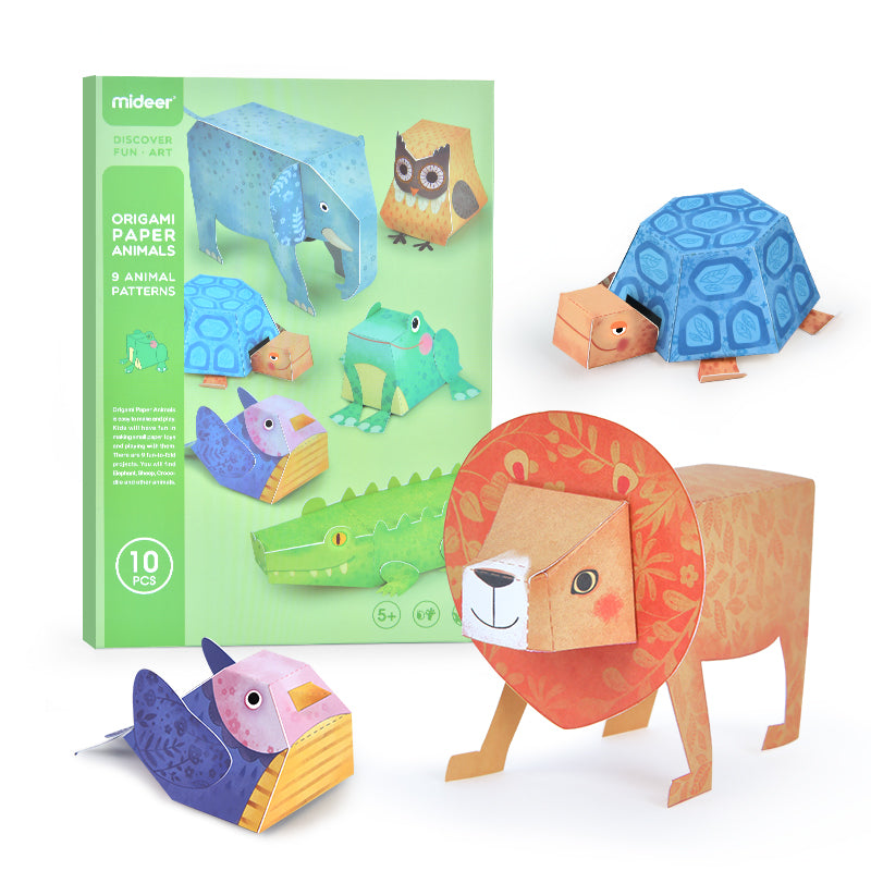 Zestaw Yamann do składania origami papierowe zwierzęta z lwem, żółwiem, ptakiem i krokodylem