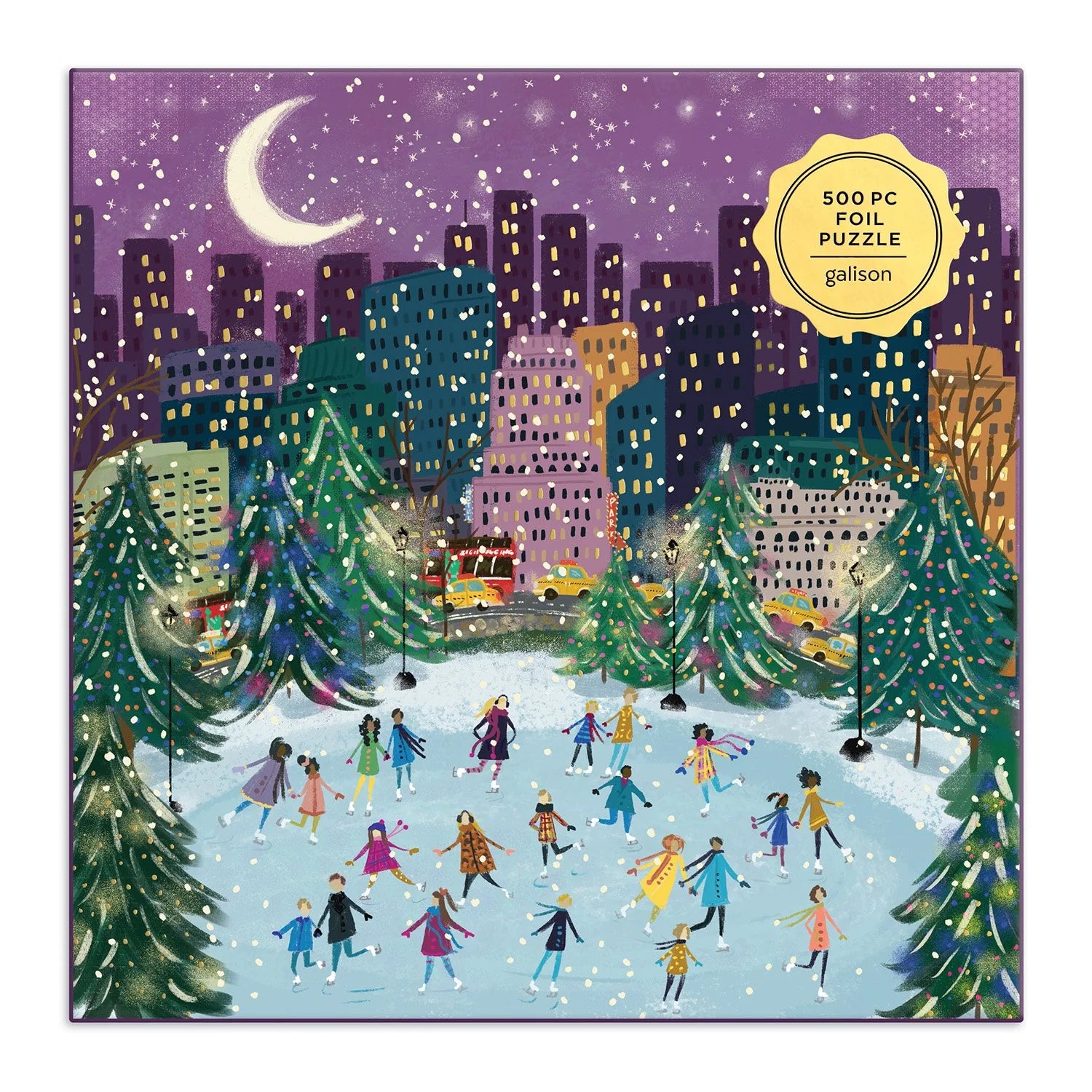 Puzzle świąteczne Galison – Merry Moonlight Skaters (500 el.)