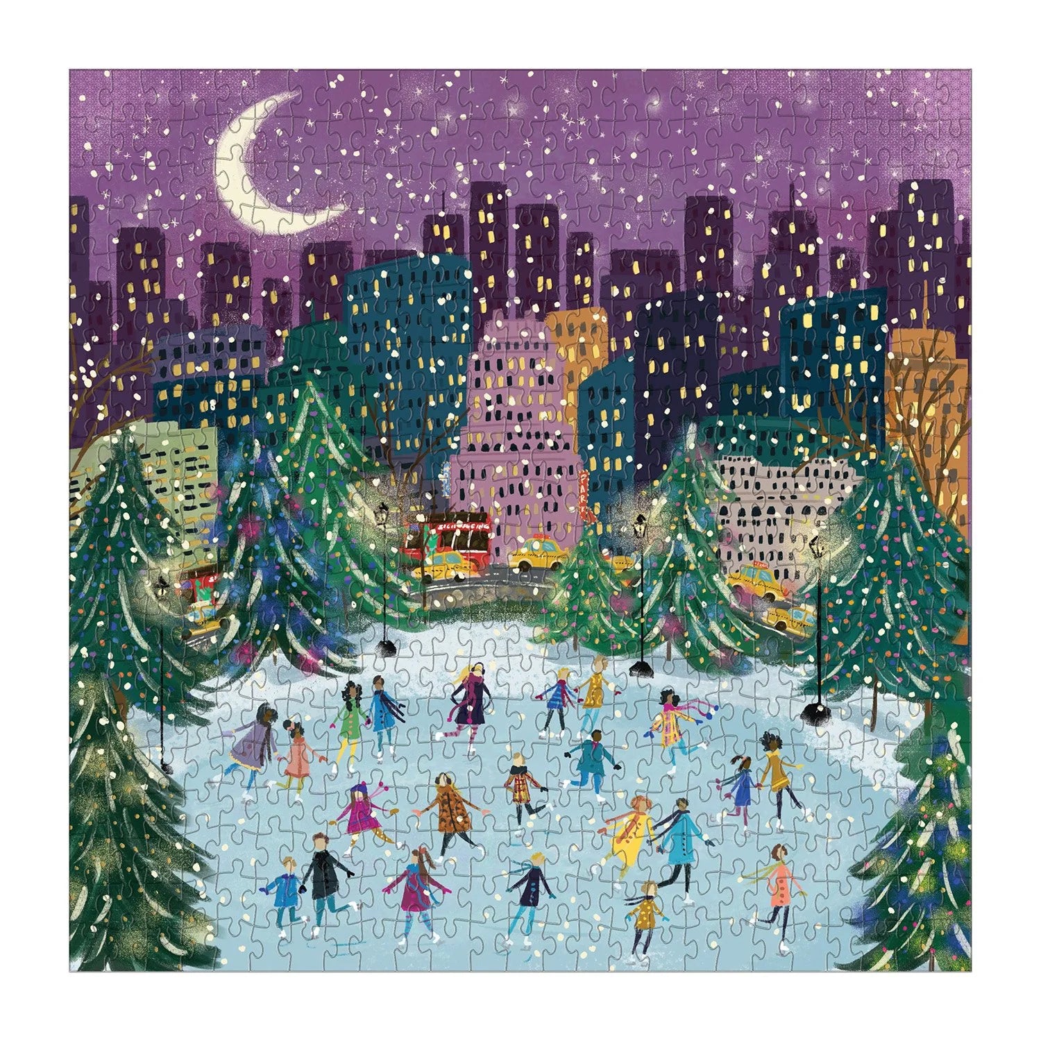 Puzzle świąteczne Galison – Merry Moonlight Skaters (500 el.)