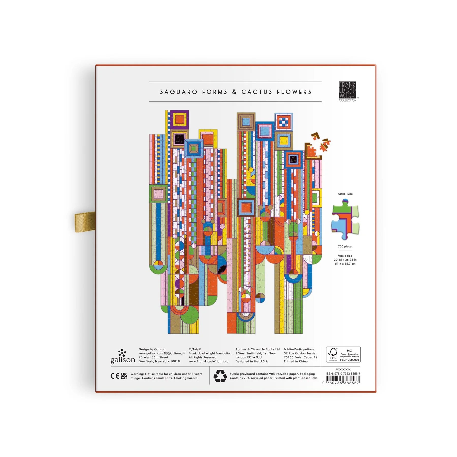 Puzzle Galison o nieregularnej formie – Frank Lloyd Wright Saguaro Cactus & Forms (750 el.)
