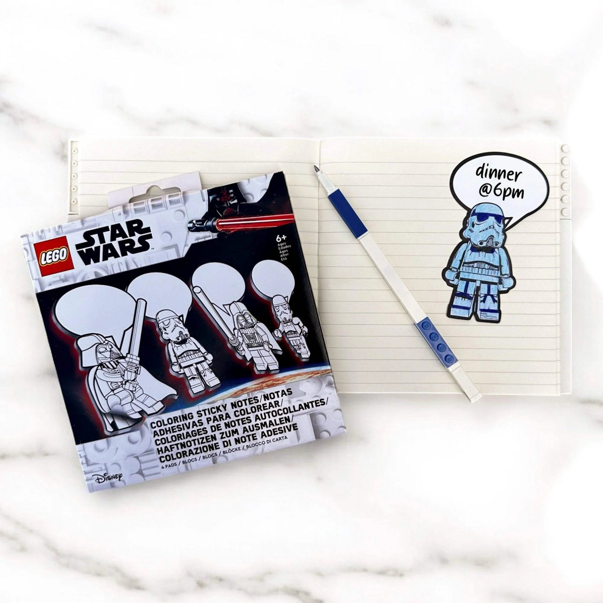 Zestaw samoprzylepnych karteczek LEGO Star Wars z motywem postaci z Gwiezdnych Wojen do notatek