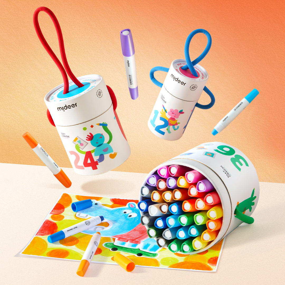 Zmywalne kredki silky crayons dla dzieci w kolorowych tubach do rysowania i malowania