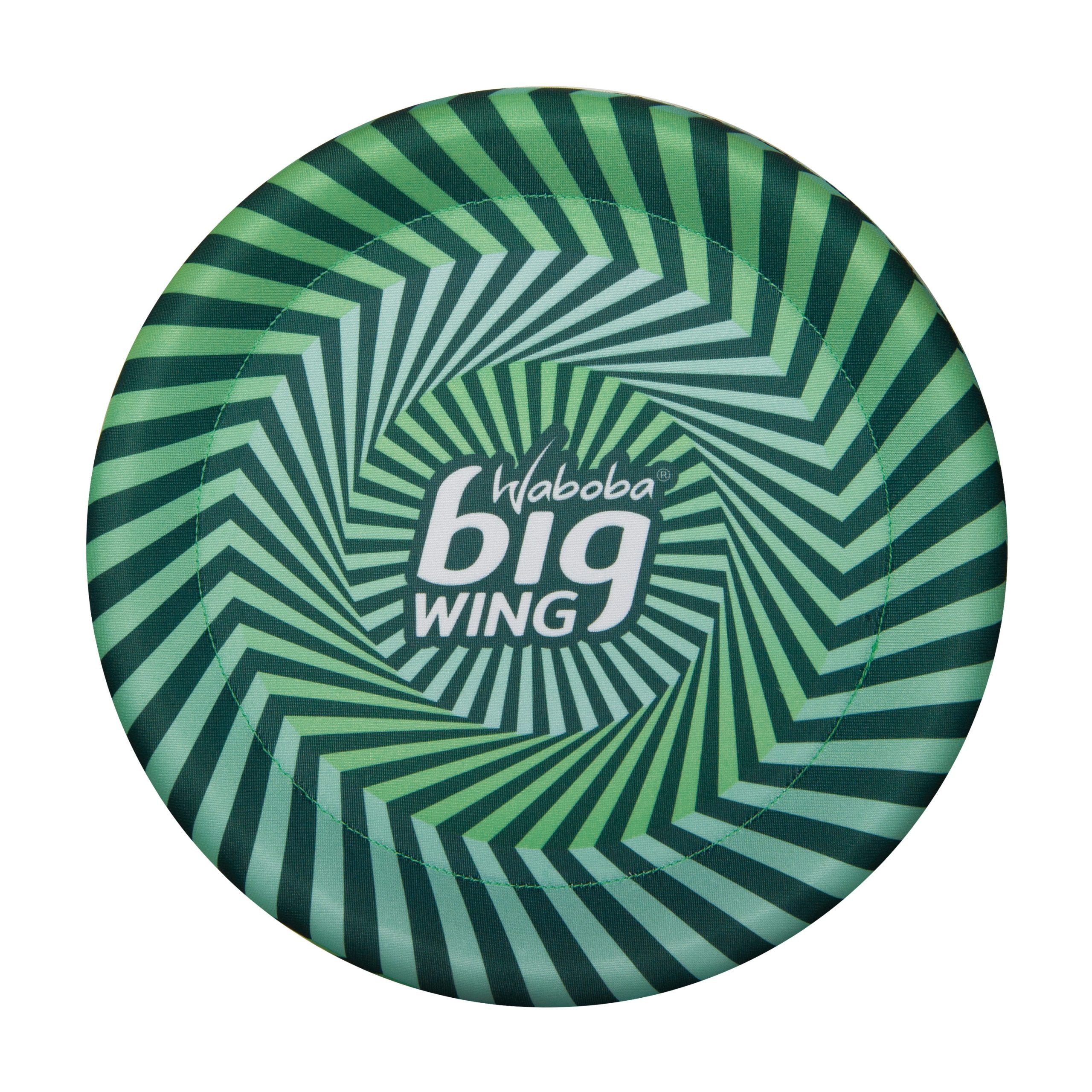 Zielony latający dysk Waboba Bigwing z geometrycznym wzorem spiralnym od BV JACOB COMPANY