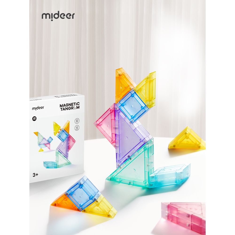 Kolorowy magnetyczny tangram 3D Yamann z przezroczystych elementów do układania figur