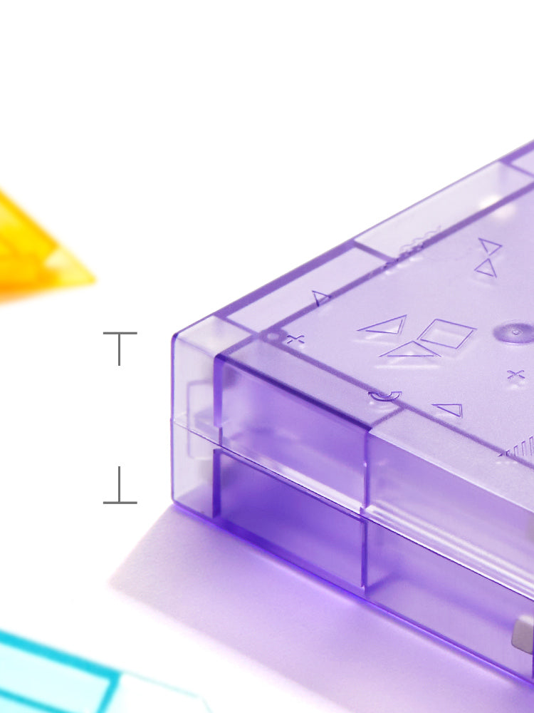 Magnetyczny tangram 3D Yamann w przezroczystym fioletowym pudełku na białym tle