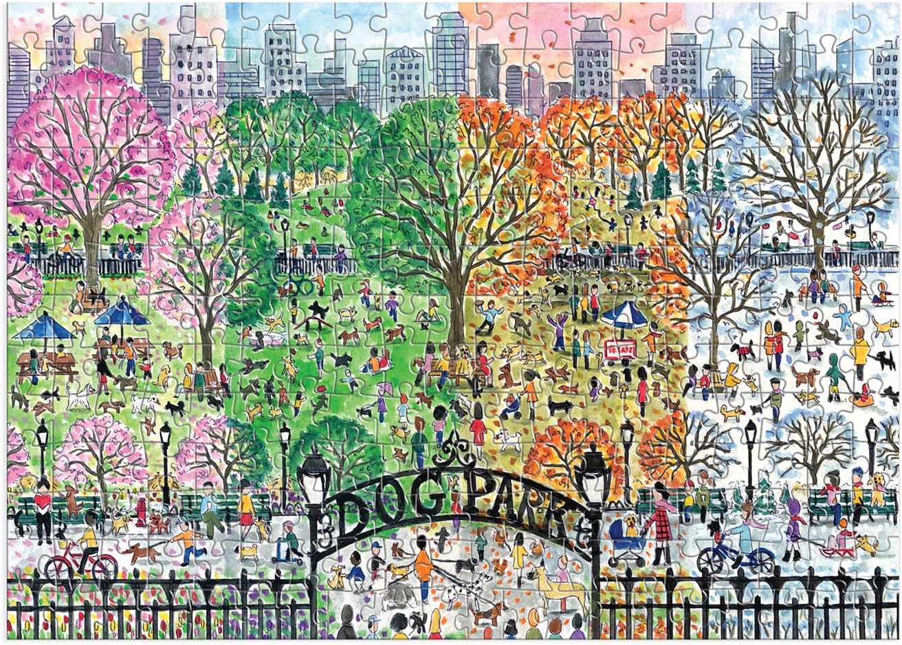 Puzzle 1000 elementów dla dorosłych przedstawiające park z drzewami w czterech porach roku i ludźmi