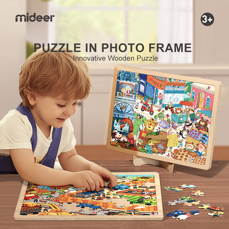 Drewniane puzzle księżniczka z ramką na zdjęcia do układania dla dzieci powyżej 3 lat