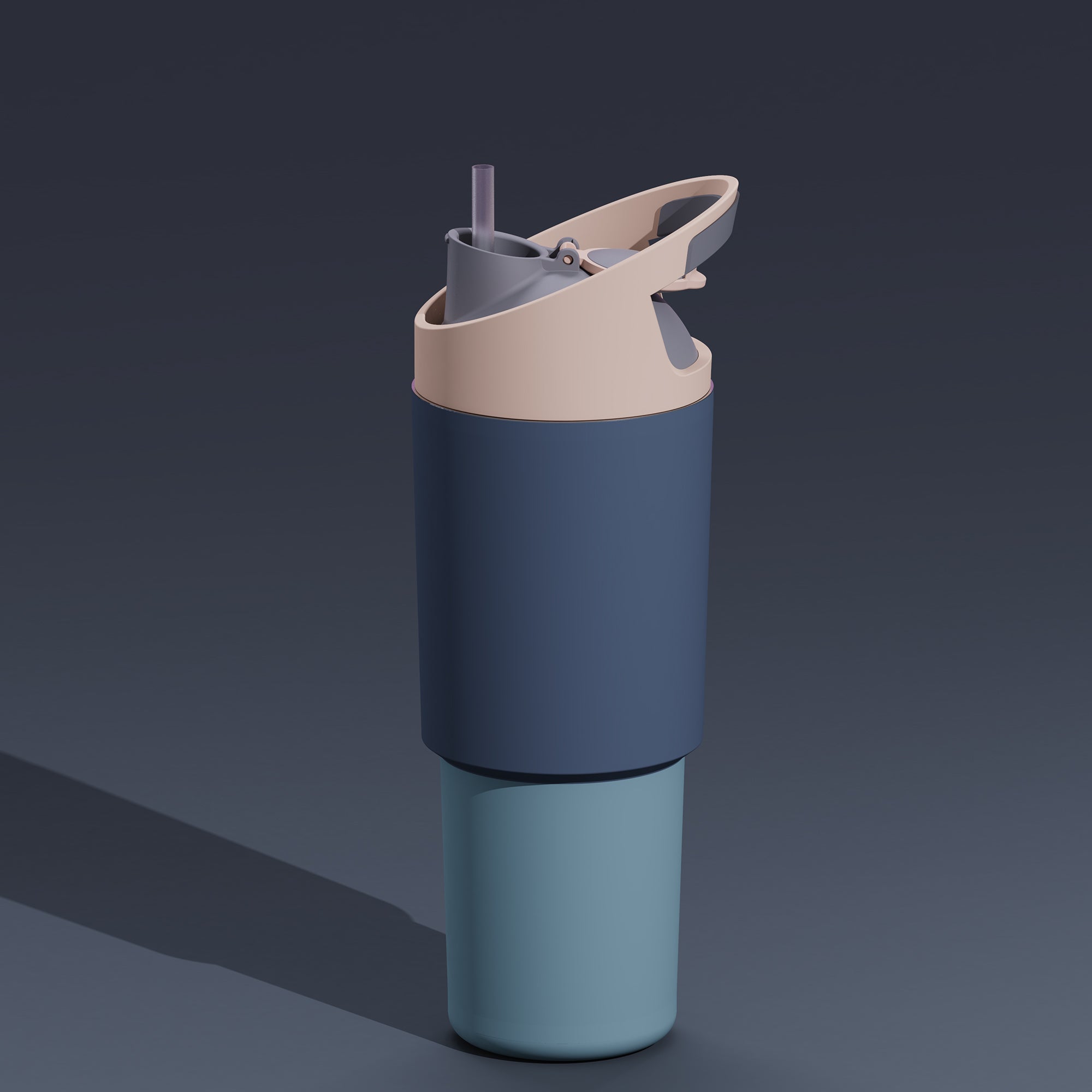 Butelka termiczna ze słomką Cosmic Asobu – pastel blue 1 l