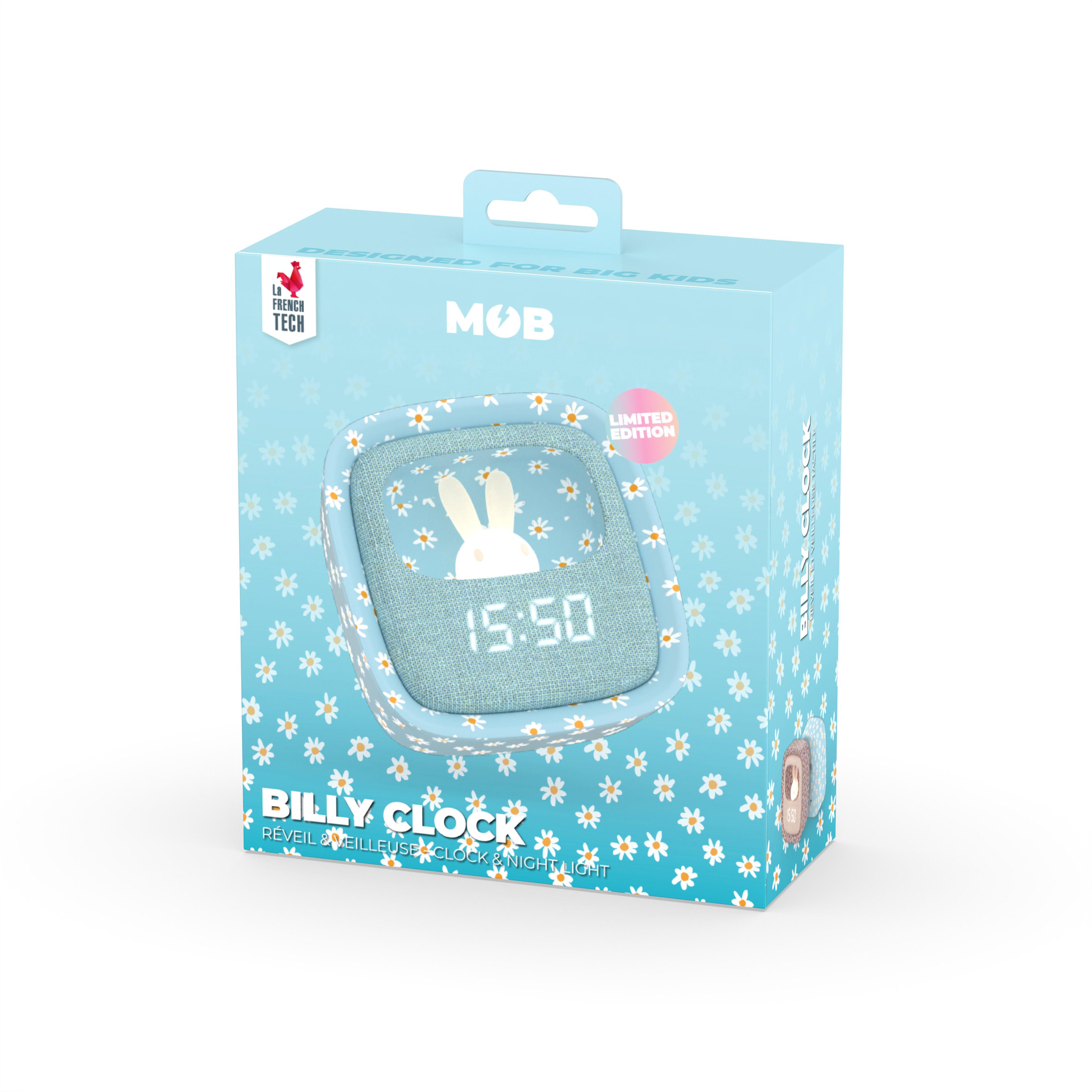 Budzik z lampką Billy MOB – niebieski kwiat