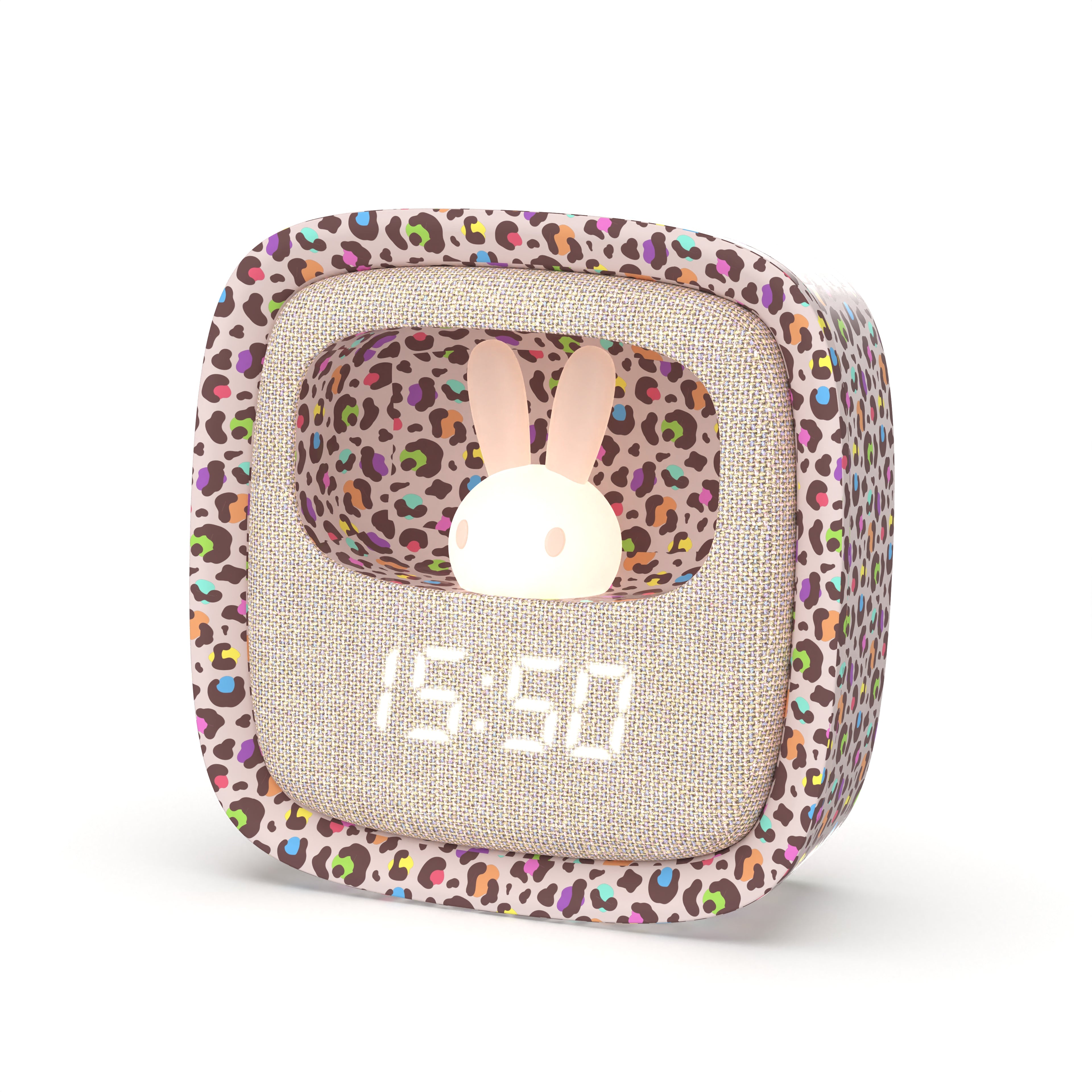 Budzik z lampką Billy MOB – tęczowy lampart