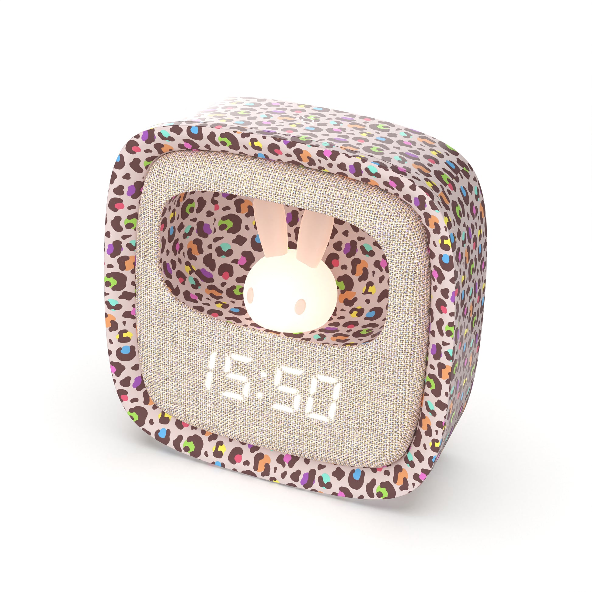 Budzik z lampką Billy MOB – tęczowy lampart