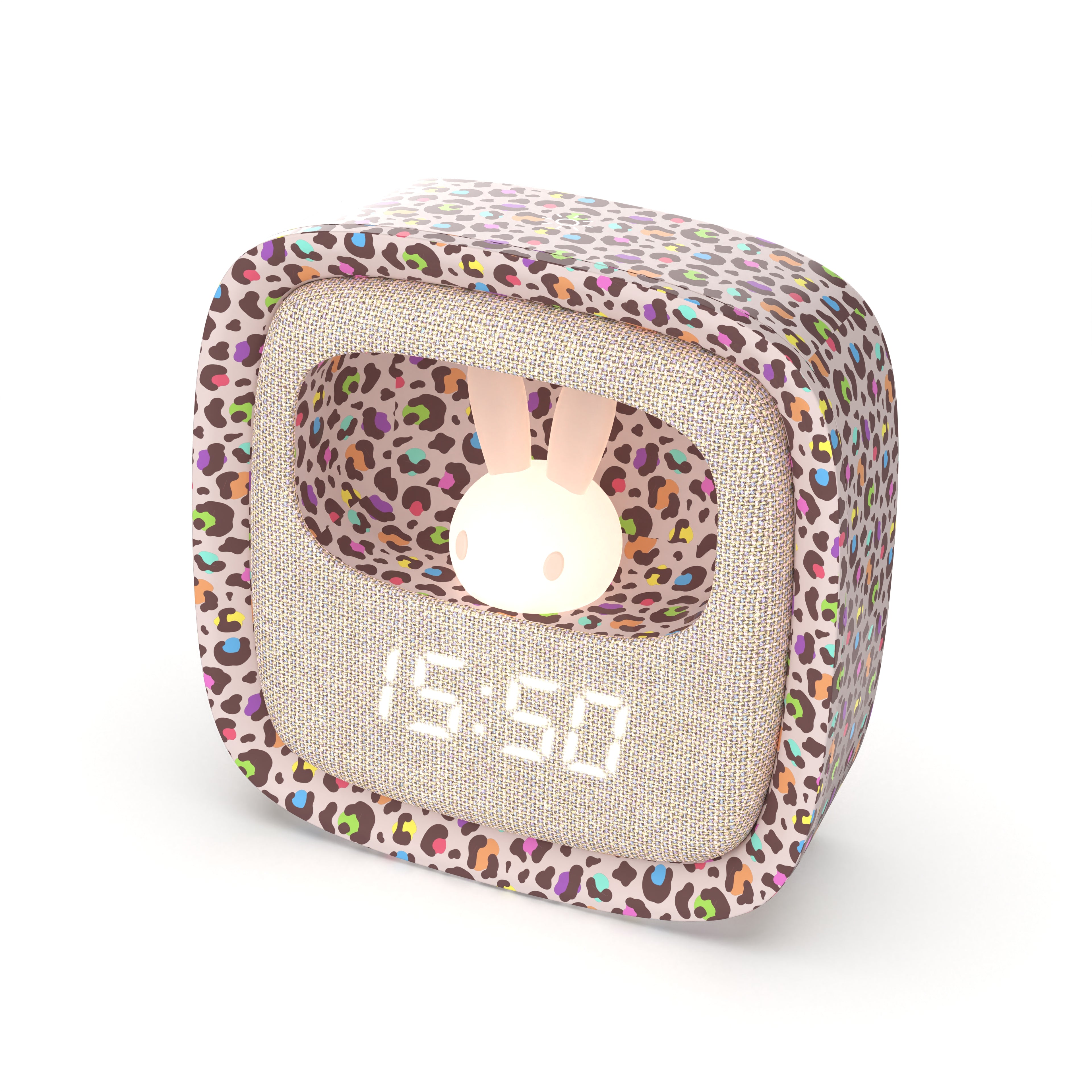 Budzik z lampką Billy MOB – tęczowy lampart