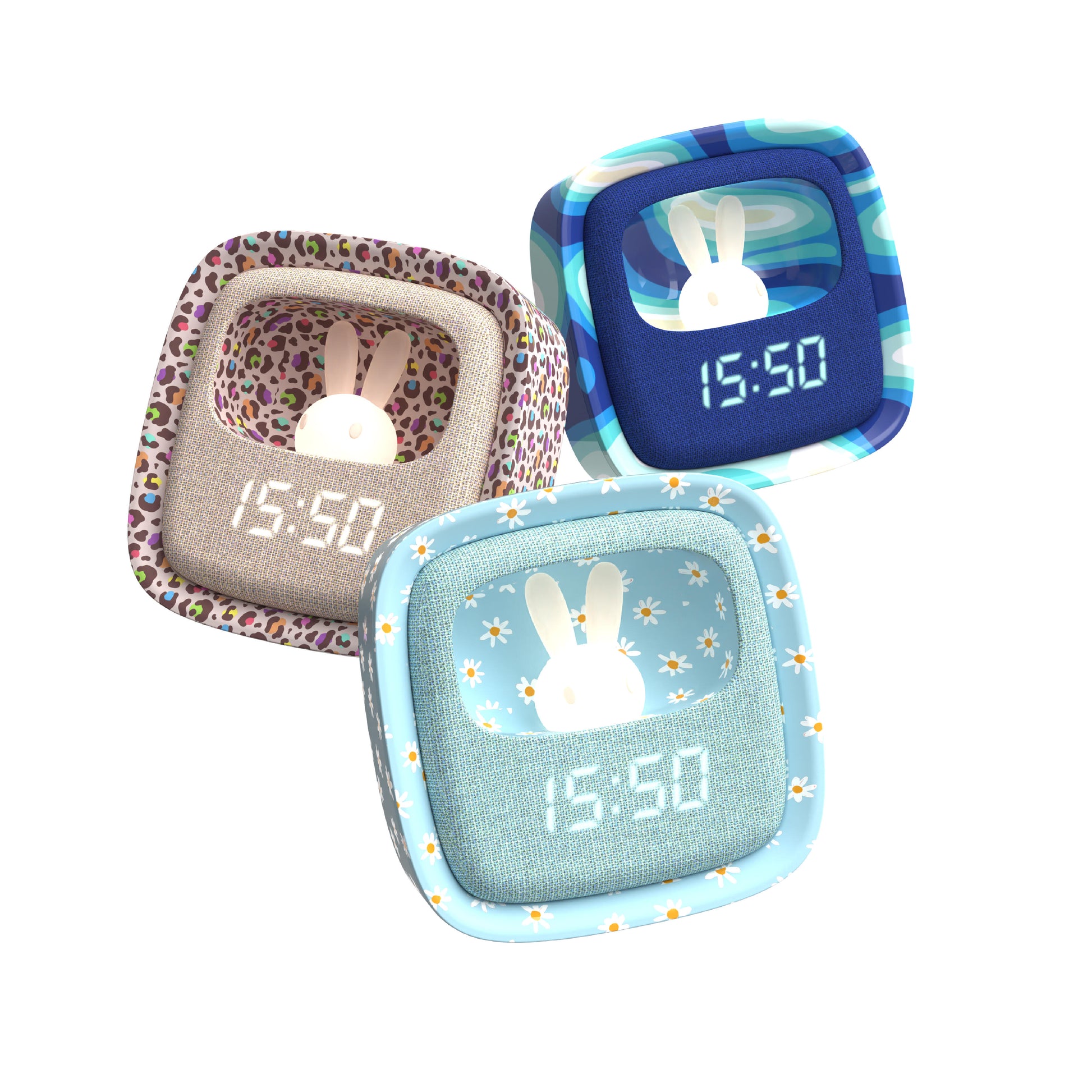 Budzik z lampką Billy MOB – tęczowy lampart