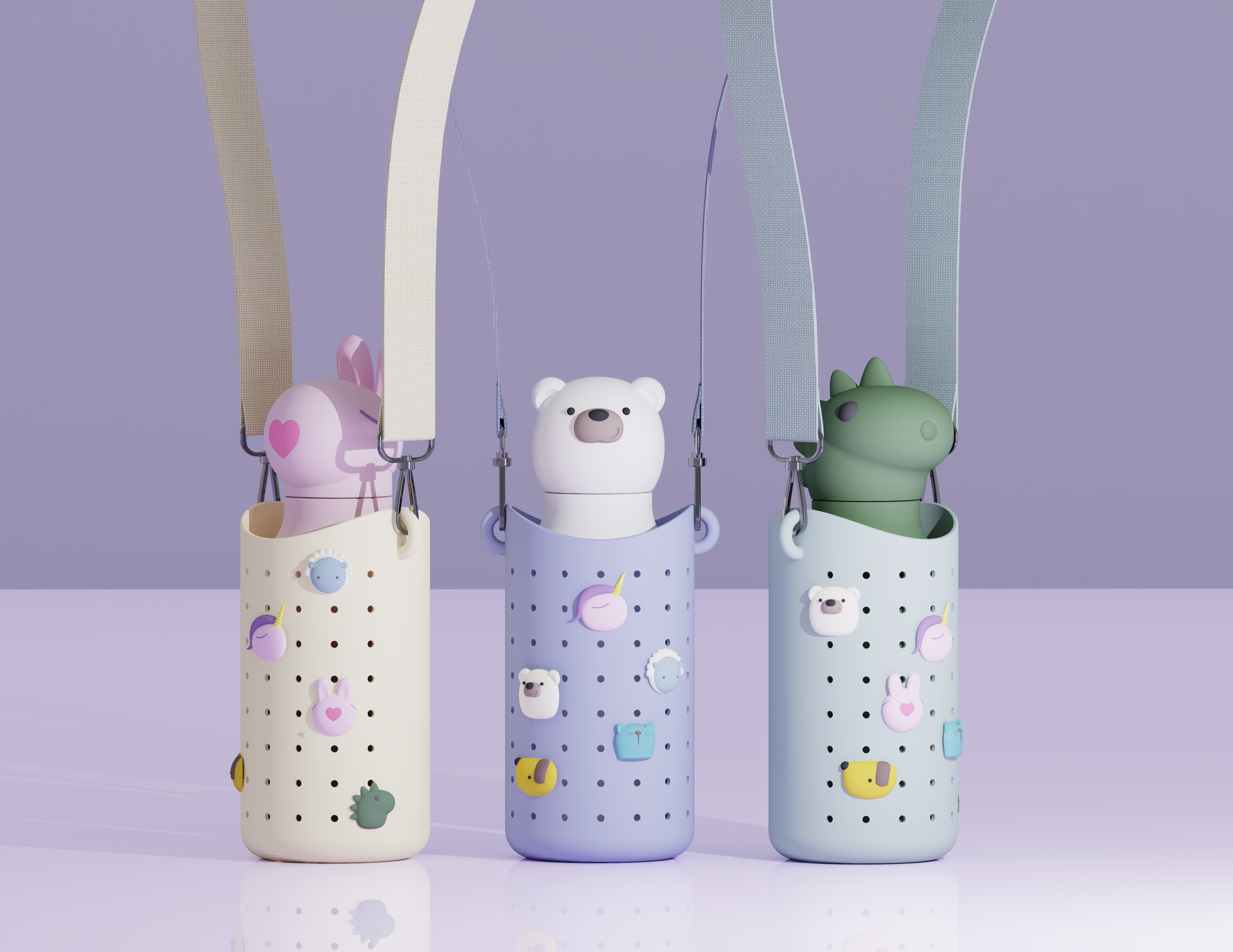 Etui na butelkę z paskiem Bestie Sling Asobu – zielone