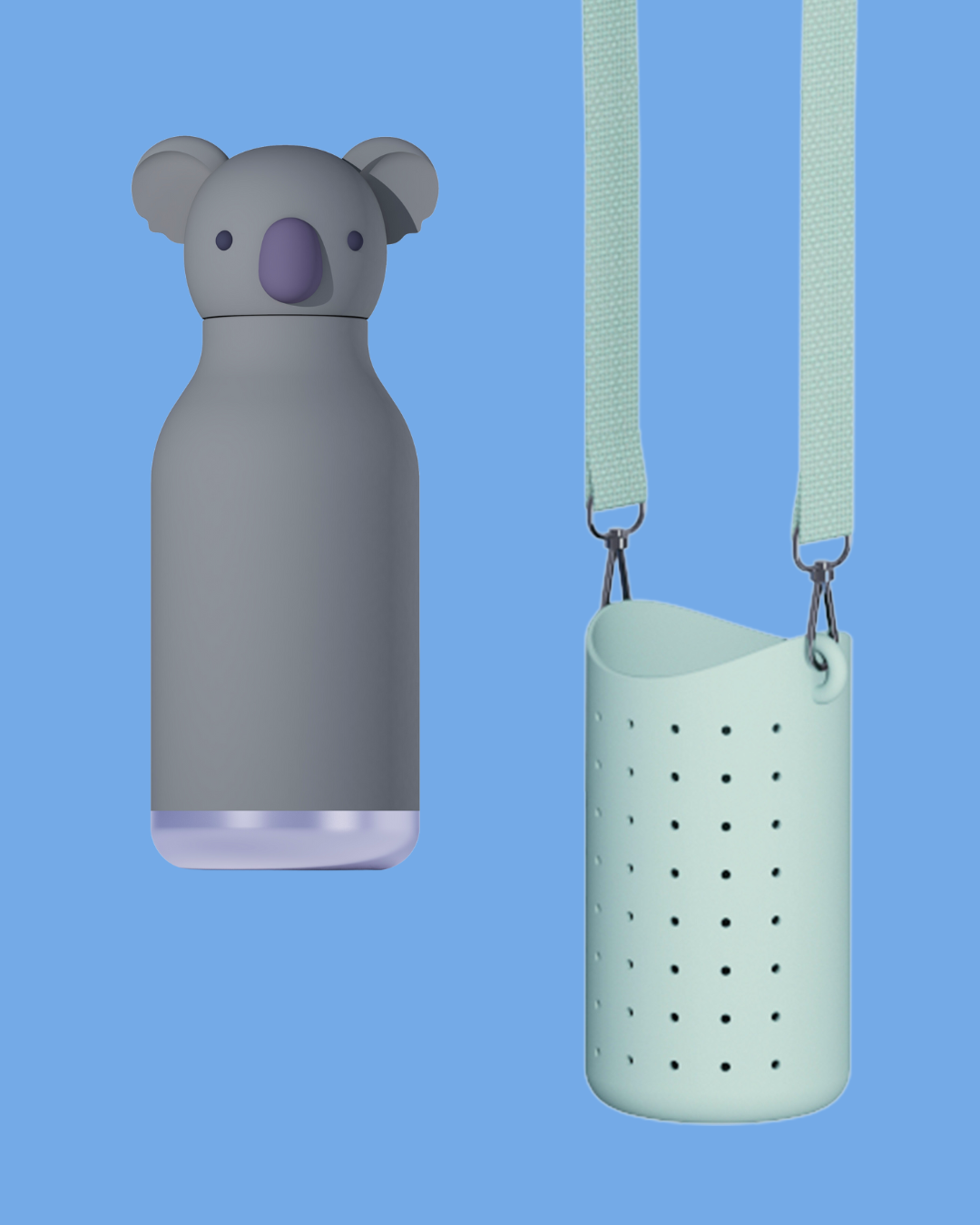 Etui na butelkę z paskiem Bestie Sling Asobu – zielone