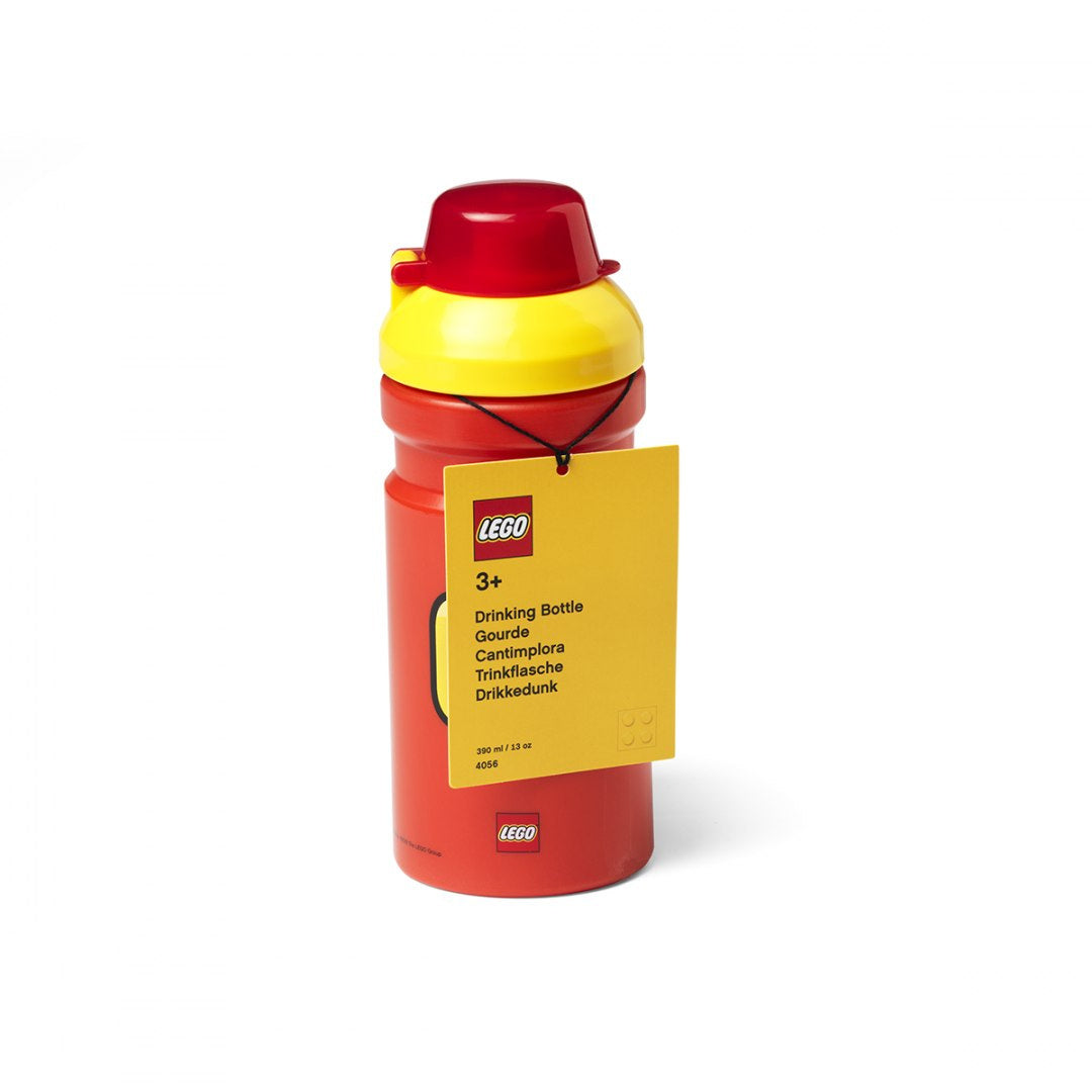 Czerwony bidon LEGO dla dziewczynki z żółtą nakrętką i czerwonym ustnikiem od BV JACOB COMPANY