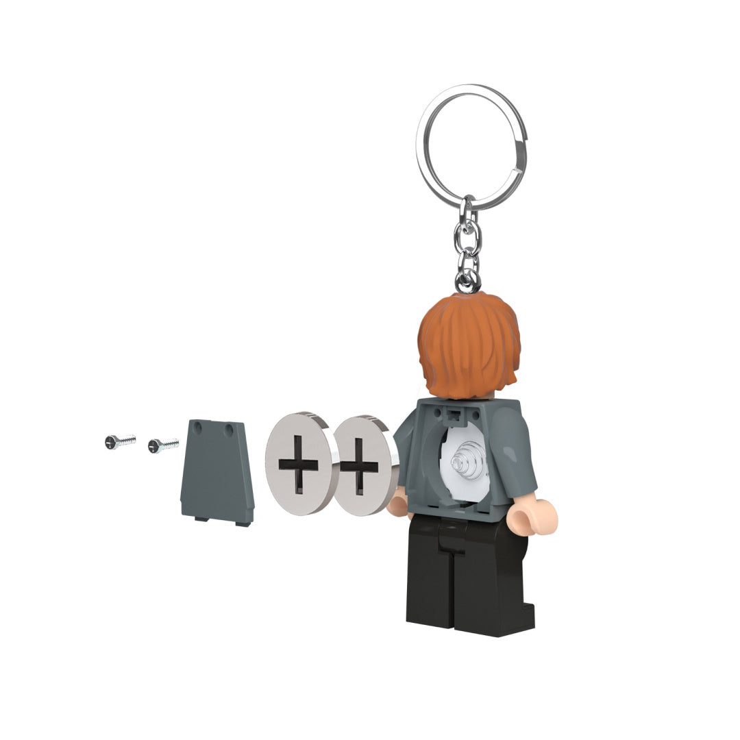 Brelok LEGO Harry Potter z figurką i wymiennymi częściami pokazany z tyłu
