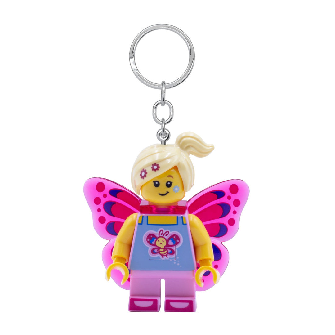 brelok z latarką LEGO motylek z różowymi skrzydłami i blond włosami