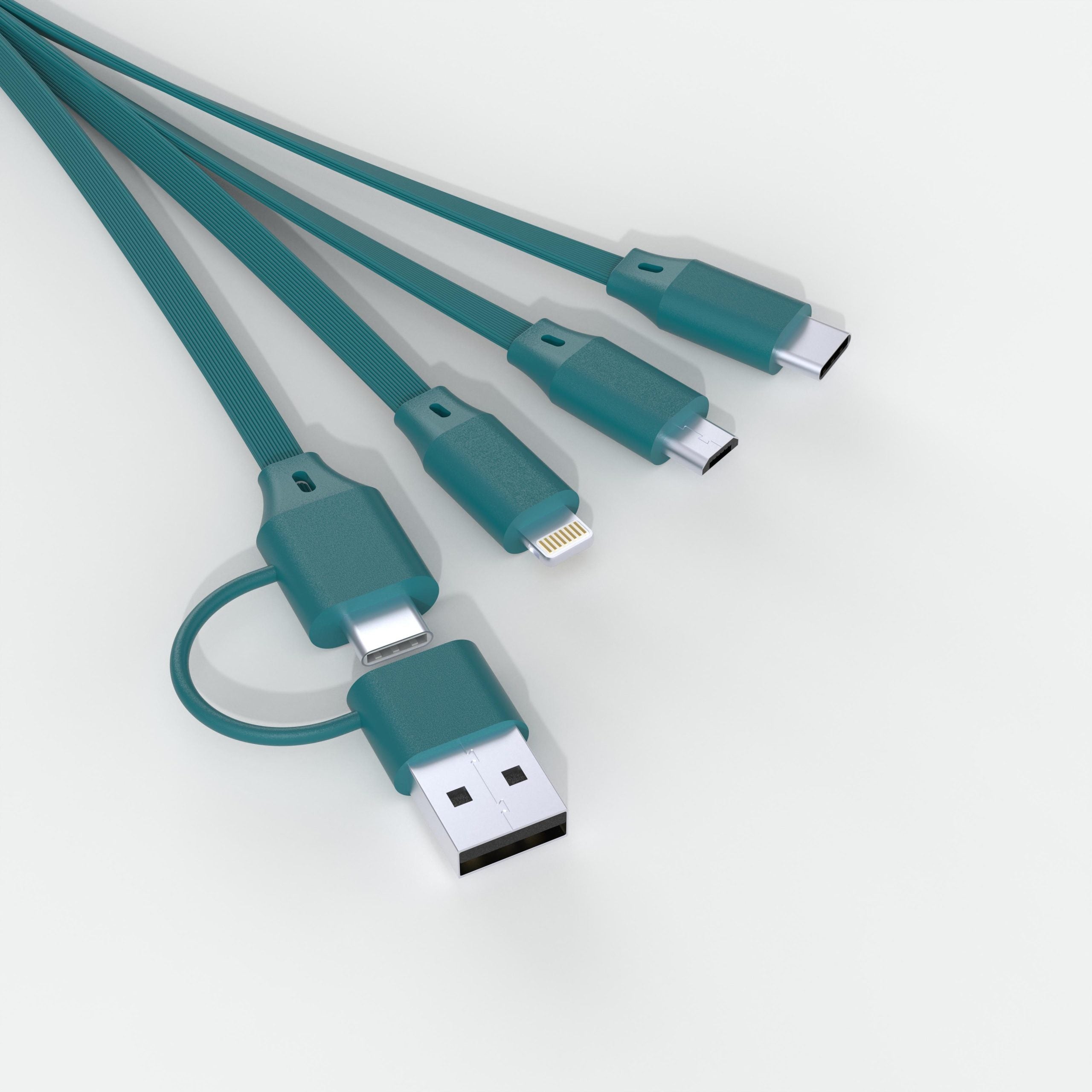 kabel 5 w 1 Bliźnięta w zielonym kolorze z wieloma złączami USB i Lightning firmy WABOBA AB