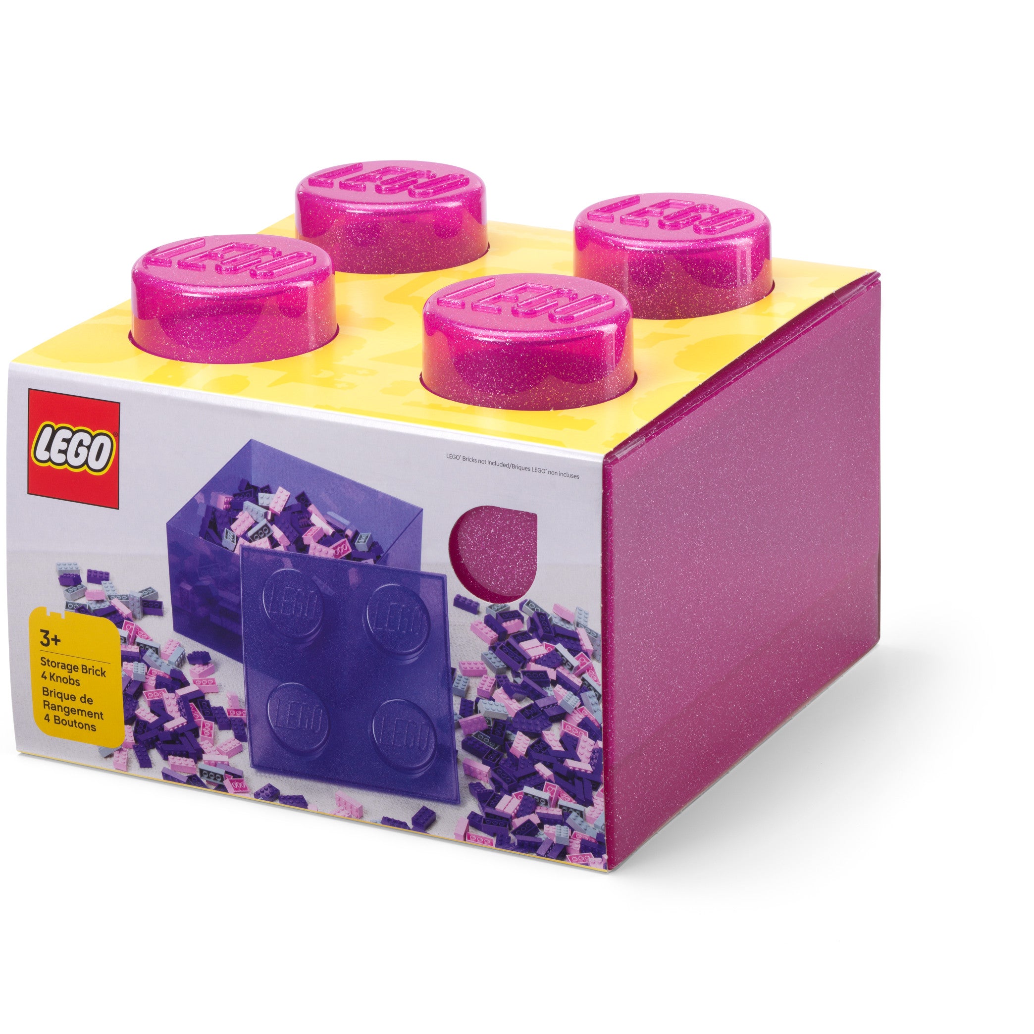 Pojemnik klocek LEGO® Brick 4 z pokrywką (Jasnoróżowy)