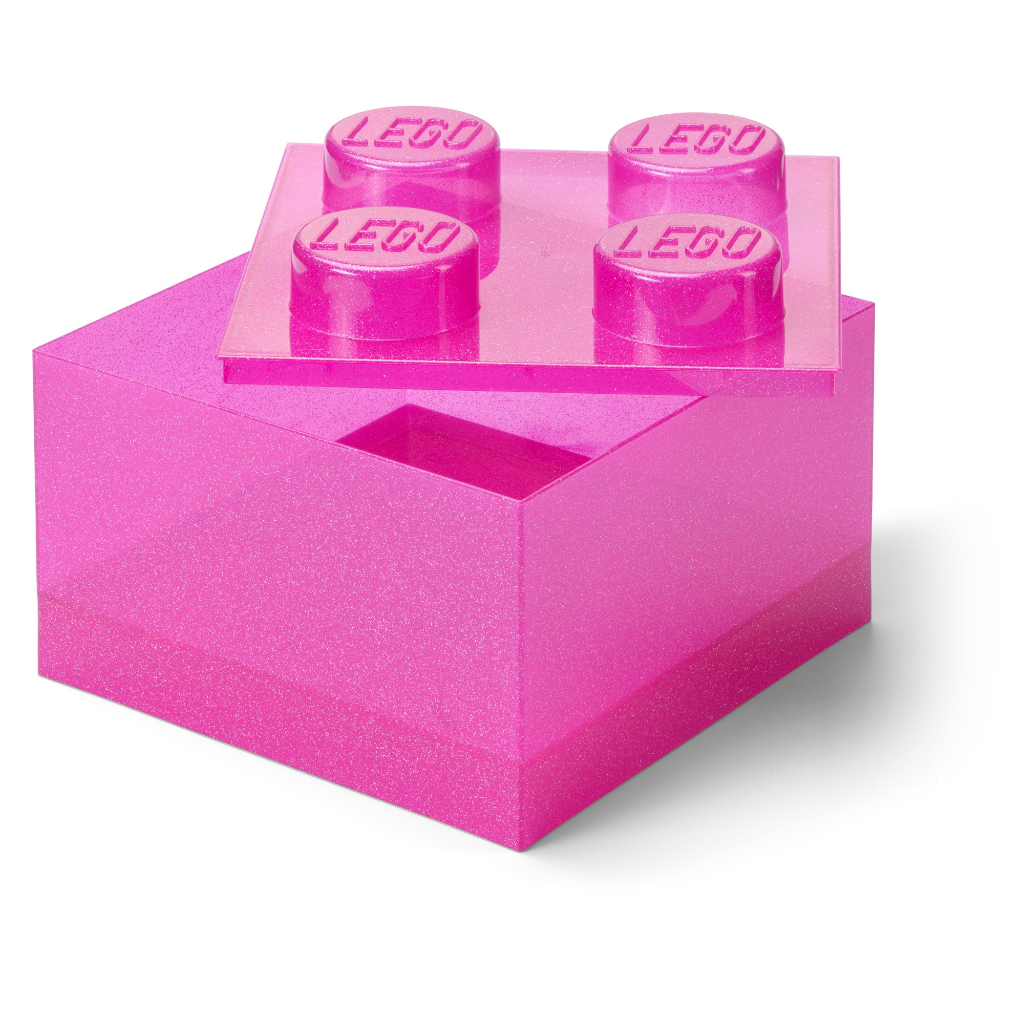 Pojemnik klocek LEGO® Brick 4 z pokrywką (Jasnoróżowy)