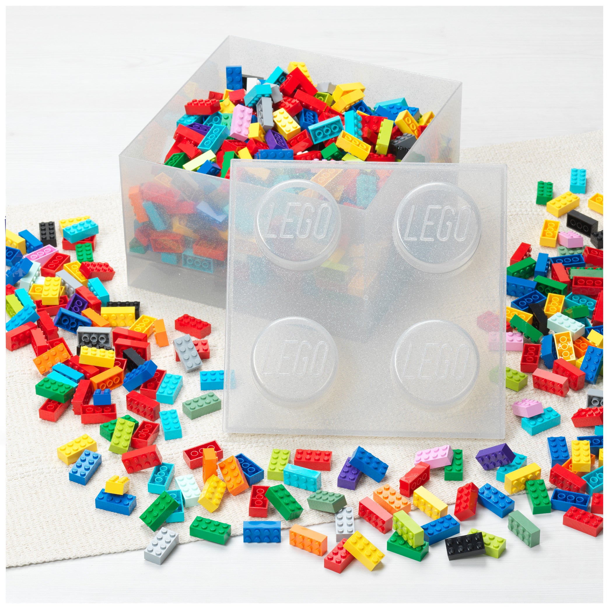 Pojemnik klocek LEGO® Brick 4 z pokrywką (Przezroczysty)