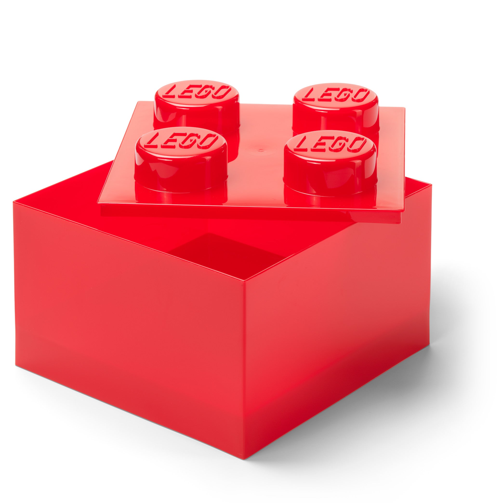 Pojemnik klocek LEGO® Brick 4 z pokrywką (Przezroczysty czerwony)
