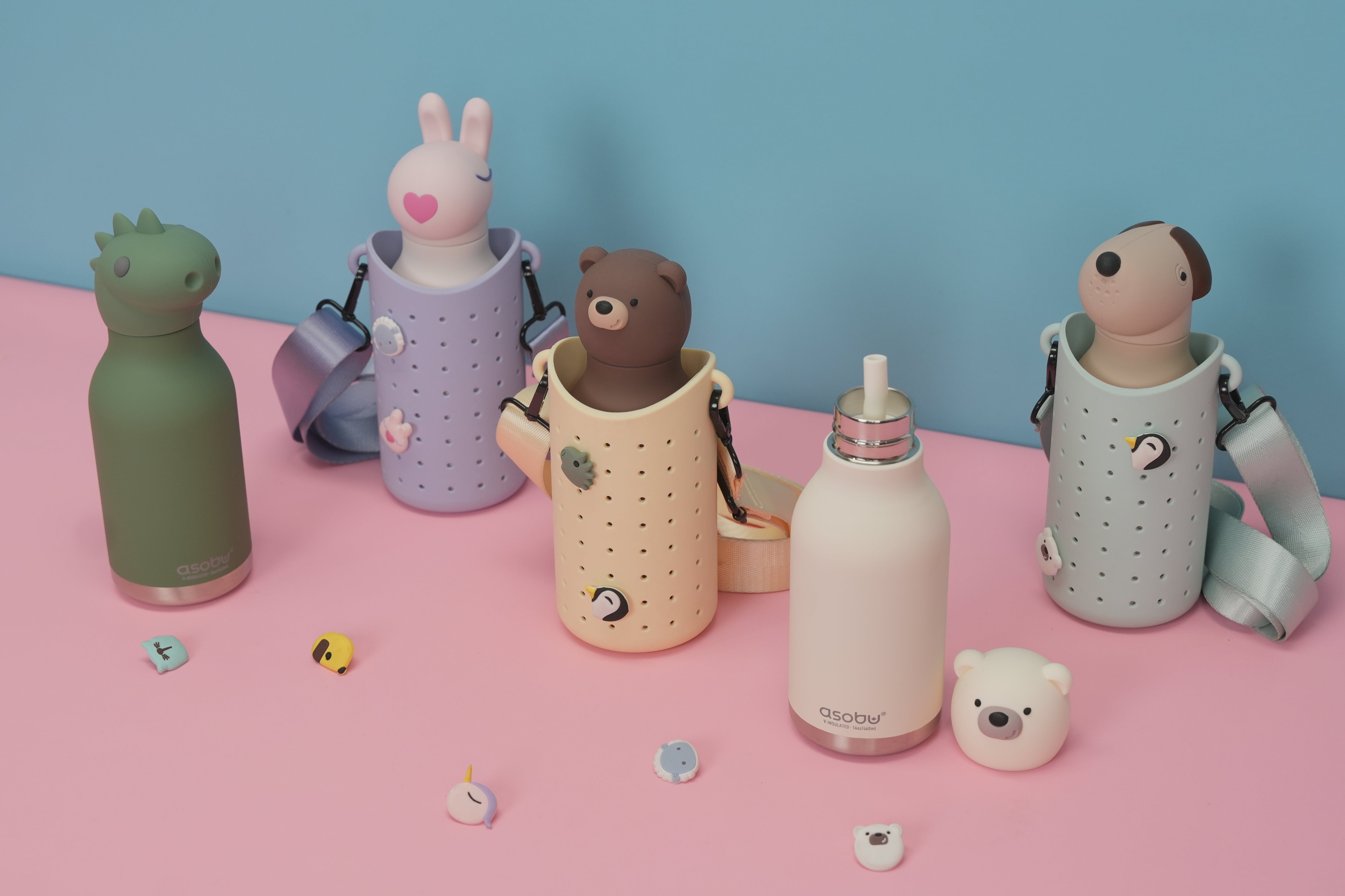 Butelka termiczna ze słomką Bestie Asobu – Królik 460 ml